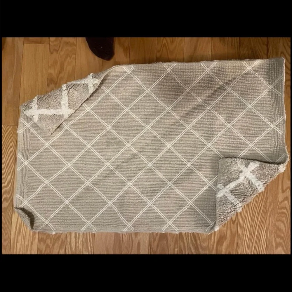 Two piece reversible bath or kitchen door mat